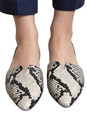 Steve Madden Snakeskin Pointed Toe D'Orsay Flats Shoes 7.5 Snake Print Python